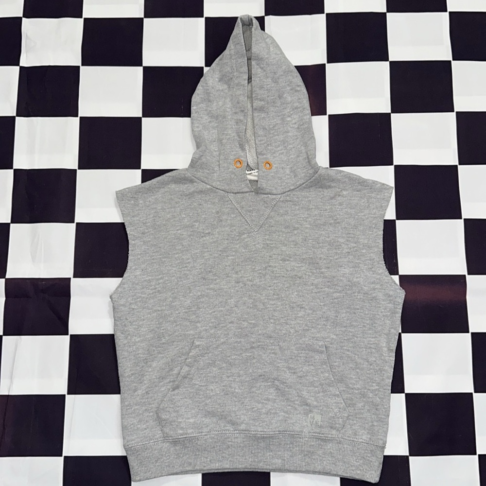 Cotton On Kids Boys Gray Muscle Cut-Off Hoodie Tank Sleeveless Sweatshirt 5